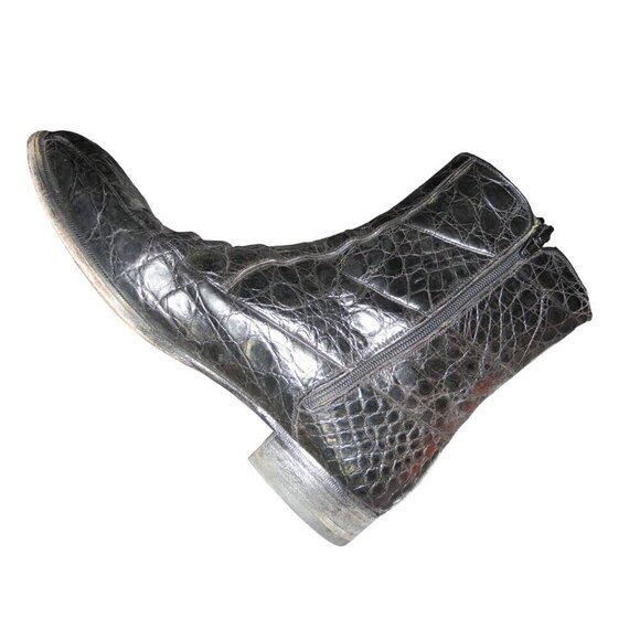 MORESCHI ITALY Genuine Croc embossed Italian Leather Boots size 9 Vintage - Picture 9 of 10